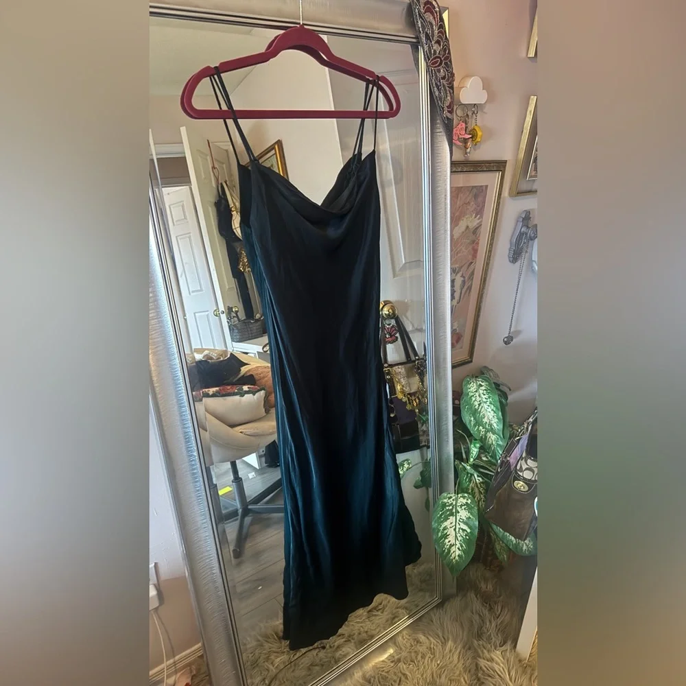 Zara Slip Cowl Neck Emerald Green Maxi Dress - Picture 3 of 5